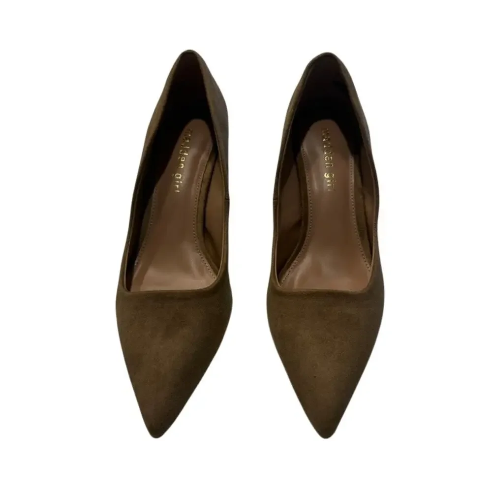 Madden Girl Women's Brynn Heel in Taupe Fabric, Size 6.5